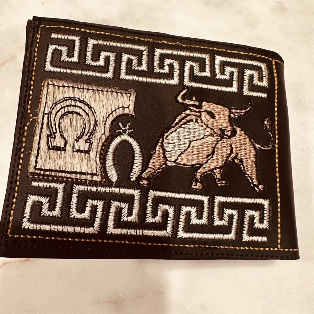 Black and Brown Money Clip with Greek Key Design